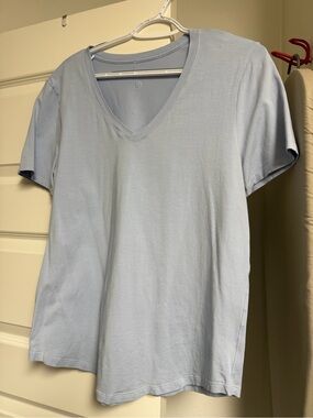 Light Blue V-Neck Women's Top
